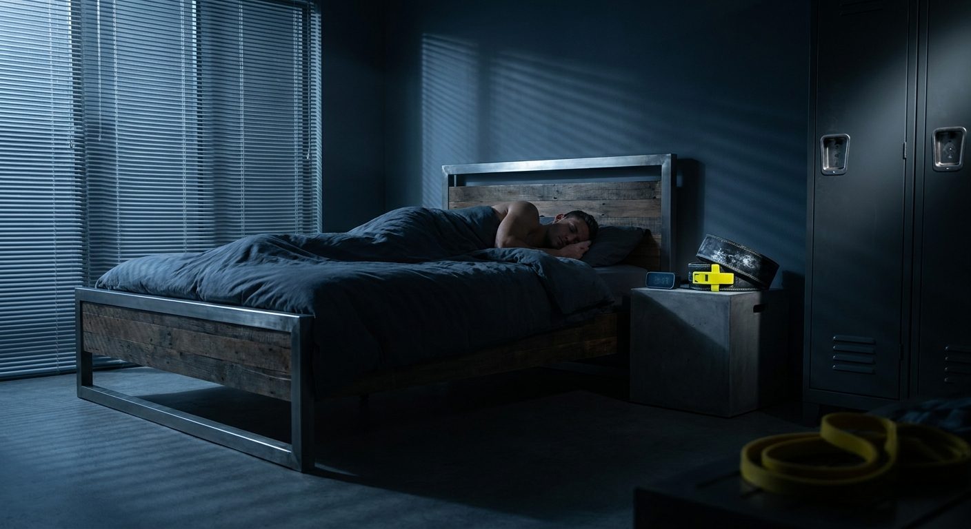 Habitación en penumbra, descanso nocturno de un deportista